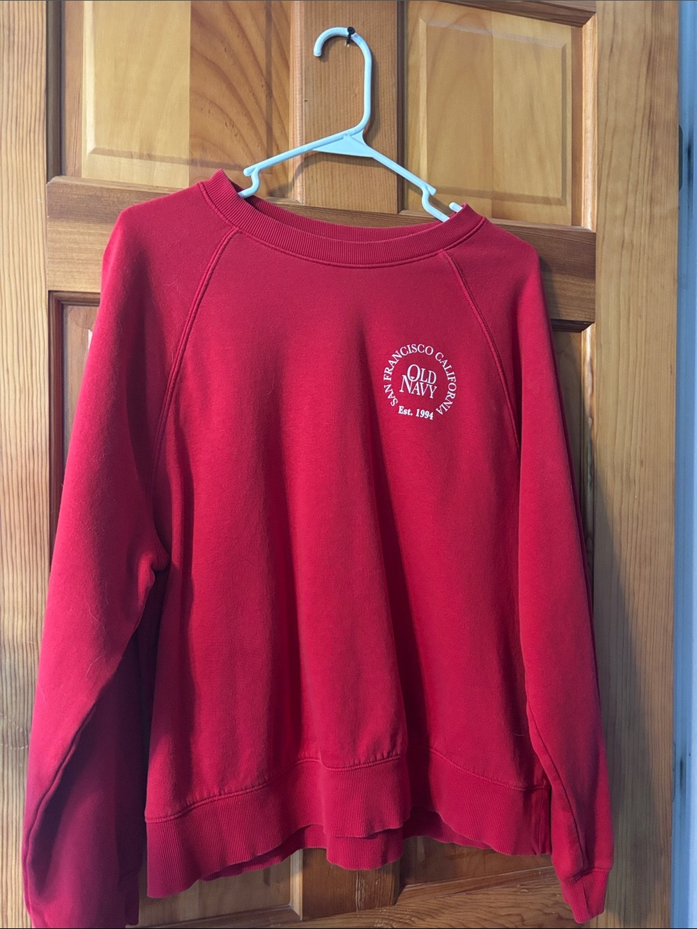 Old Navy Red Pullover Sweatshirt with Chest Logo